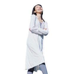 欧夏 防晒衣女中长款女神透气防晒服户外运动风衣外套薄 典雅白 XL