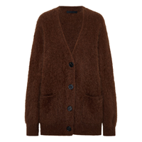 MO&Co.毛衣外套2025冬含牦牛绒粗纺绒感宽松V领针织开衫MBE4CAR057 摩卡棕色 M /165