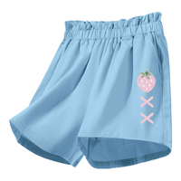 真维斯女童夏季裤子2024儿童短裤洋气小女孩花苞腰五分裤薄款休闲夏装 牛仔蓝/JD草莓绑带k 140