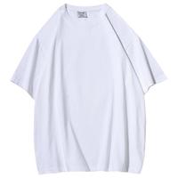 2024黑色350g纯棉重磅夏季圆领短袖t恤男女纯色厚实不透宽松休闲