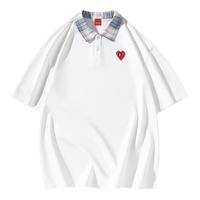  CHARLES JANG'S HAPPY HEART/查尔斯桃心 拼色格子 Polo衫