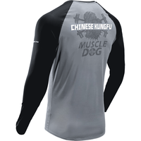 MUSCLEDOG肌肉狗 衣男潮牌拼接快干弹力上衣训练服运动长袖T恤男上衣修身跑步衣服春秋季撞色 深灰色 L