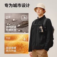 保暖服饰：京东京造 轻暖 户外通勤两穿防泼水软壳夹克男 黑色 M