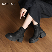 达芙妮 女时尚马丁靴年秋冬百搭保暖靴子加绒工装靴休闲短靴单靴