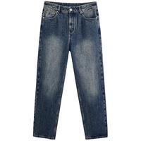 【A】GXG奥莱男装经典蓝色水洗休闲宽松舒适基础直筒牛仔裤男长裤