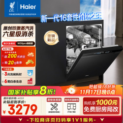 海尔 Haier 双微蒸汽洗W30Pro版 嵌入式洗碗机 16套 EYBW16586GHU1