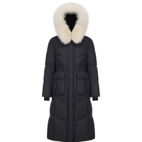 波司登（BOSIDENG）羽绒服女新年红长款收腰显瘦大毛领连帽通勤休闲外套B40145266 黑色8056 S 160/84A