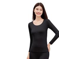 都市丽人德绒保暖内衣女2024无痕发热打底衫加绒加厚秋衣秋裤套装冬季 黑色 L