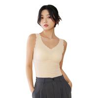 华婷露(Huatinglu)双面磨毛吊带背心式女内搭2024冬季保暖打底衫带胸垫一体内衣 肤色 M 【80-100斤】