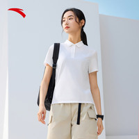 安踏快干棉正肩POLO衫女秋冬T恤短袖翻领透气公主线商务通勤上衣