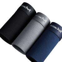 猫人男士内裤男纯棉平角内裤含蚕丝裆5A抗菌男生夏季四角短裤头3条 黑色+深灰+藏青 XXXL【体重150-180斤】