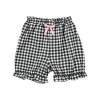 千趣会 SENSHUKAI童装女童裤子夏宝宝可爱印花经典纯色短裤花苞裤儿童裤子 黑色(格纹) 100 cm