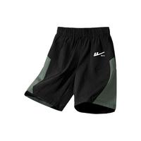 回力童装男童裤子2025儿童速干短裤帅气夏季中大童透气夏装五分裤 黑/H白回力小K 110