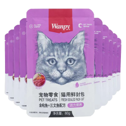 顽皮 猫零食金枪鱼三文鱼鲜封包800g(80g*10包)猫湿粮猫粮出口同款