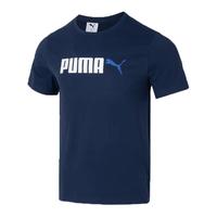 彪马（PUMA）短袖男士 夏季时尚LOGO运动服休闲跑步训练圆领纯色白T恤衫 845575-01/黑色纯棉 S(170/92A)