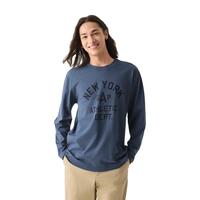 Gap男女装2025春季印花logo长袖T恤美式复古风上衣内搭723841 灰蓝色 XL (180/100A)亚洲尺码