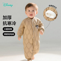 迪士尼（Disney）婴儿宝宝衣服秋冬加厚夹棉连体衣保暖外出抱衣棉服服25年冬季 ZD4EL003浅咖色 90cm