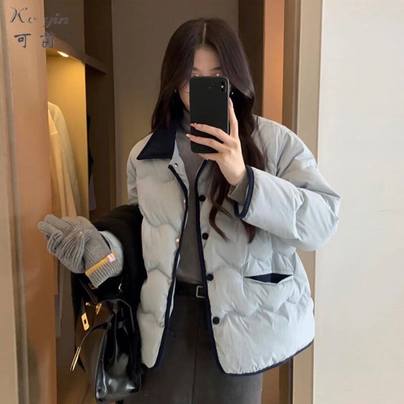 可茵（Keyin）小香风羽绒棉服外套女装短款2025年冬季新款韩版轻薄小个子棉衣女