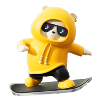 迪加伦汽车摆件滑板车内摆件动动熊车载内屏幕装饰品创意公仔摆件