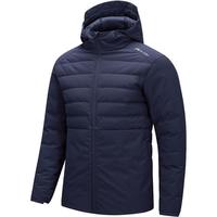卡尔美（KELME）运动羽绒服男轻型鸭绒保暖连帽外套足球训练上衣 深蓝 XL
