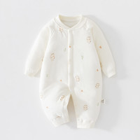 婧麒（JOYNCLEON）新生婴儿连体衣秋冬款夹棉无骨哈衣男女宝宝爬服冬季外出衣服 微笑小狗 66cm  【3-6个月体重6.8-8.9kg】