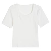 纯色简约修身设计感花瓣领短袖上衣夏季休闲女式T恤