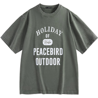 PEACEBIRD/太平鸟 美式复古印花 男士短袖T恤 军绿色 S