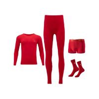 88VIP：猫人 保暖内衣男士款秋衣秋裤袜子内裤套装2025蛇年本年大红色内衣