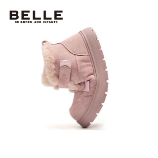 百丽（Belle）童鞋男童雪地靴2025冬季新款儿童女童加厚二棉鞋加绒保暖软底棉靴 BL5508粉色 27