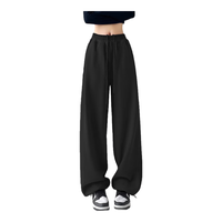 猫人 美式复古口袋辣妹休闲春秋运动阔腿裤两穿卫裤直筒裤潮流百搭束脚 花灰色