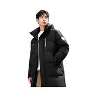 鸭鸭羽绒服鸭鸭（YAYA）羽绒服男中长款2024冬季三防90鸭绒加厚连帽保暖时尚外套 黑色 185/100A(2XL)
