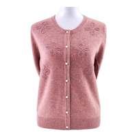 金兔品牌100纯羊毛衫女中老年50-60岁秋冬针织开衫外套可机洗毛衣 红色 【100%纯羊毛/送运费险】 L 【90-105斤】