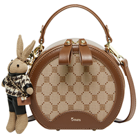 【幸福满格】包包2024轻奢复古小圆包手提小包单肩包斜挎女包