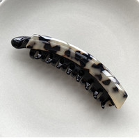 千宝莱日韩多发量大号香蕉夹竖夹后脑勺马尾夹发夹防滑豹纹法式扭夹 大号米豹纹