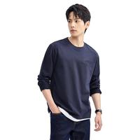 2024年秋冬纯棉口袋卫衣布针织圆领长袖T恤男款