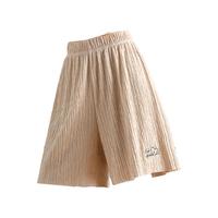 夏季时尚亲肤舒适短裤女舒适百搭压皱条纹裤子女透气休闲短裤子