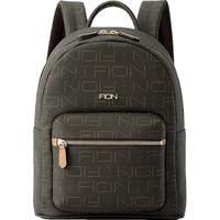 菲安妮（FION）老花双肩包女士通勤书包大容量 啡/茶