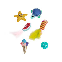 FOFOS两只福狸猫咪玩具弹簧逗猫棒带猫薄荷自嗨解闷幼猫玩具 海洋动物玩具礼包-6只装