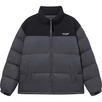 GXG男装 暗纹老花满印面包服男轻蓬保暖通勤羽绒服 24年冬季 深灰色 165/S