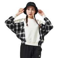 NB奥莱女款百搭休闲时尚流行格纹拼接运动宽松圆领长袖卫衣