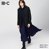 优衣库合作款/女装粗花呢休闲西装/休闲外套479668 09 黑色