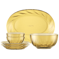 VISIONS 晶炫螺纹餐具套装6件高硼硅玻璃饭碗沙拉碗盘子鱼盘碗碟套装家用