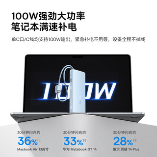  BASEUS/倍思 100W笔记本快充 充电宝 自带线  20000mAh 蓝