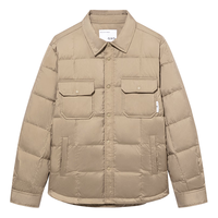 GXG男装 2024冬季休闲简约保暖轻薄衬衫式夹克羽绒服外套男鸭绒 卡其色 170/M