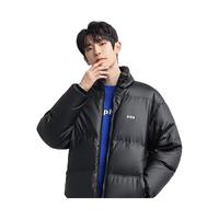 雅鹿羽绒服男士2024冬季时尚短款立领加厚保暖百搭宽松面包服外套 黑色 L