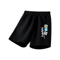 MQDMINI童装男童短裤夏季纯棉薄款帅气中小童衣服儿童运动五分裤子夏装潮 黑色二哈裤标 110