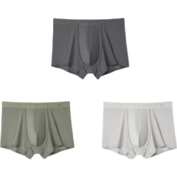 Ubras 60S莫代尔纯棉裆内裤男无痕中腰3条 黑色+白色+奶盐蓝色 XL