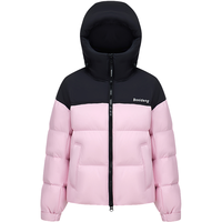 波司登 冬季女士连帽短款拼色时尚运动羽绒服