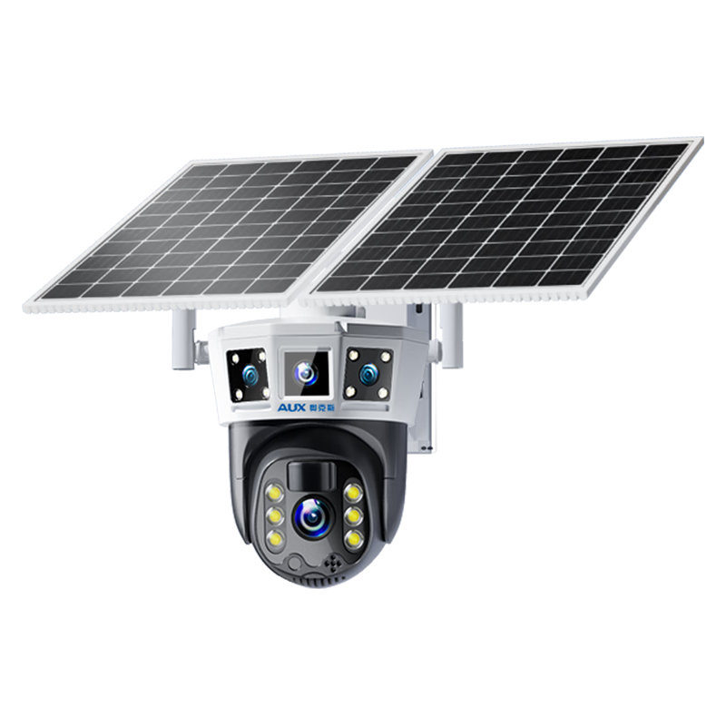 奥克斯4g太阳能摄像头室外无电无网终身免费流量免插电手机远程高清监控器家用户外360度无死角全景夜视