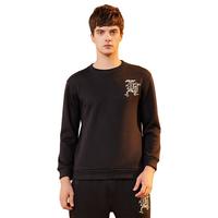 红豆居家潮流印花卫衣套装男加绒加厚秋衣秋裤可外穿内搭男士保暖内衣套装 黑色 XL